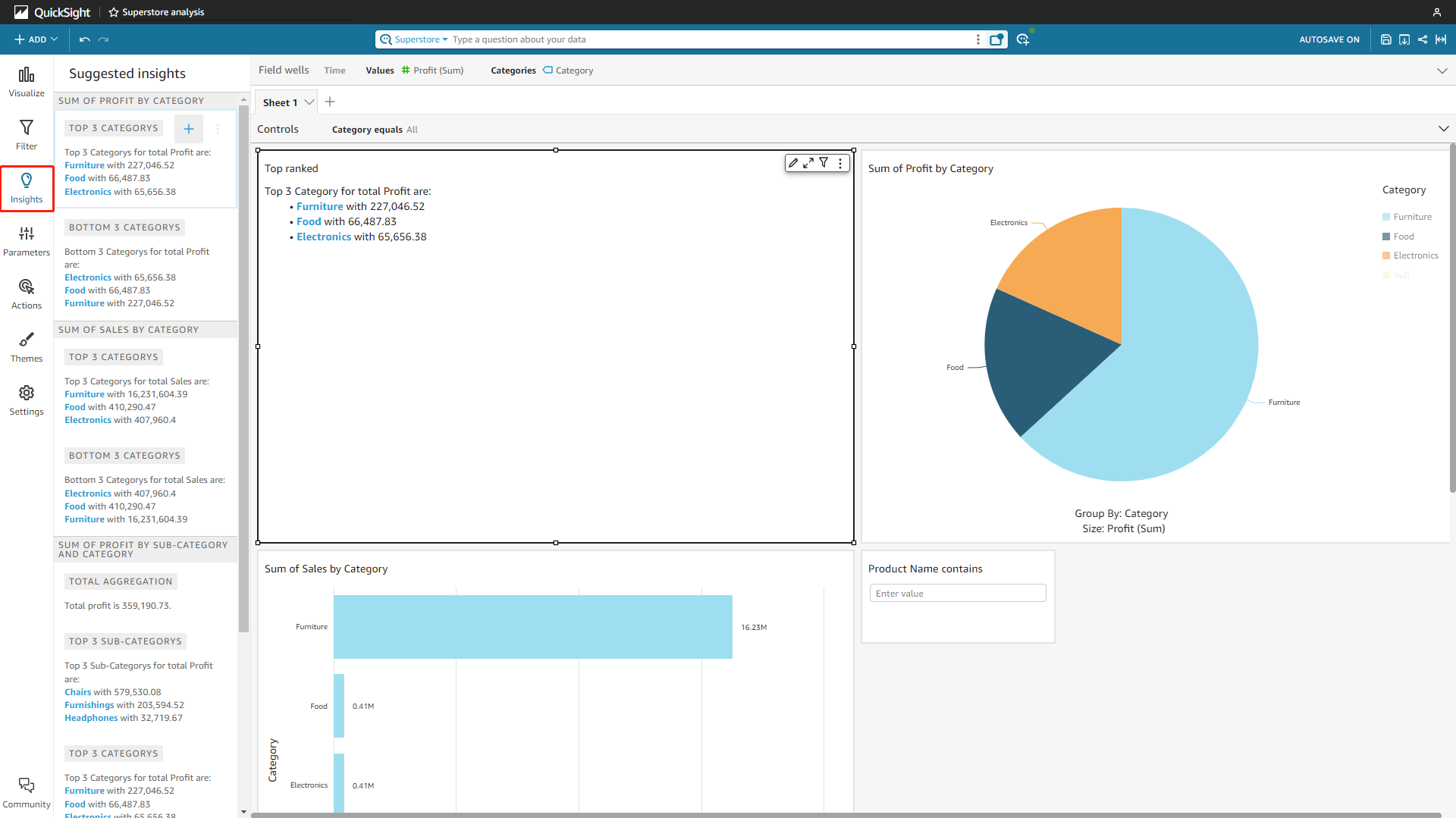 Figure 2-41 Insights - Amazon QuickSight